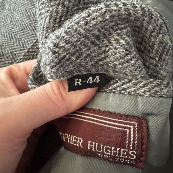 Vintage Wool Tweed Herringbone Blazer Mens 44R Gray Japan Jacket Sport Coat READ - Picture 7 of 13